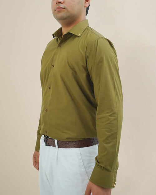 Olive green button-down shirt