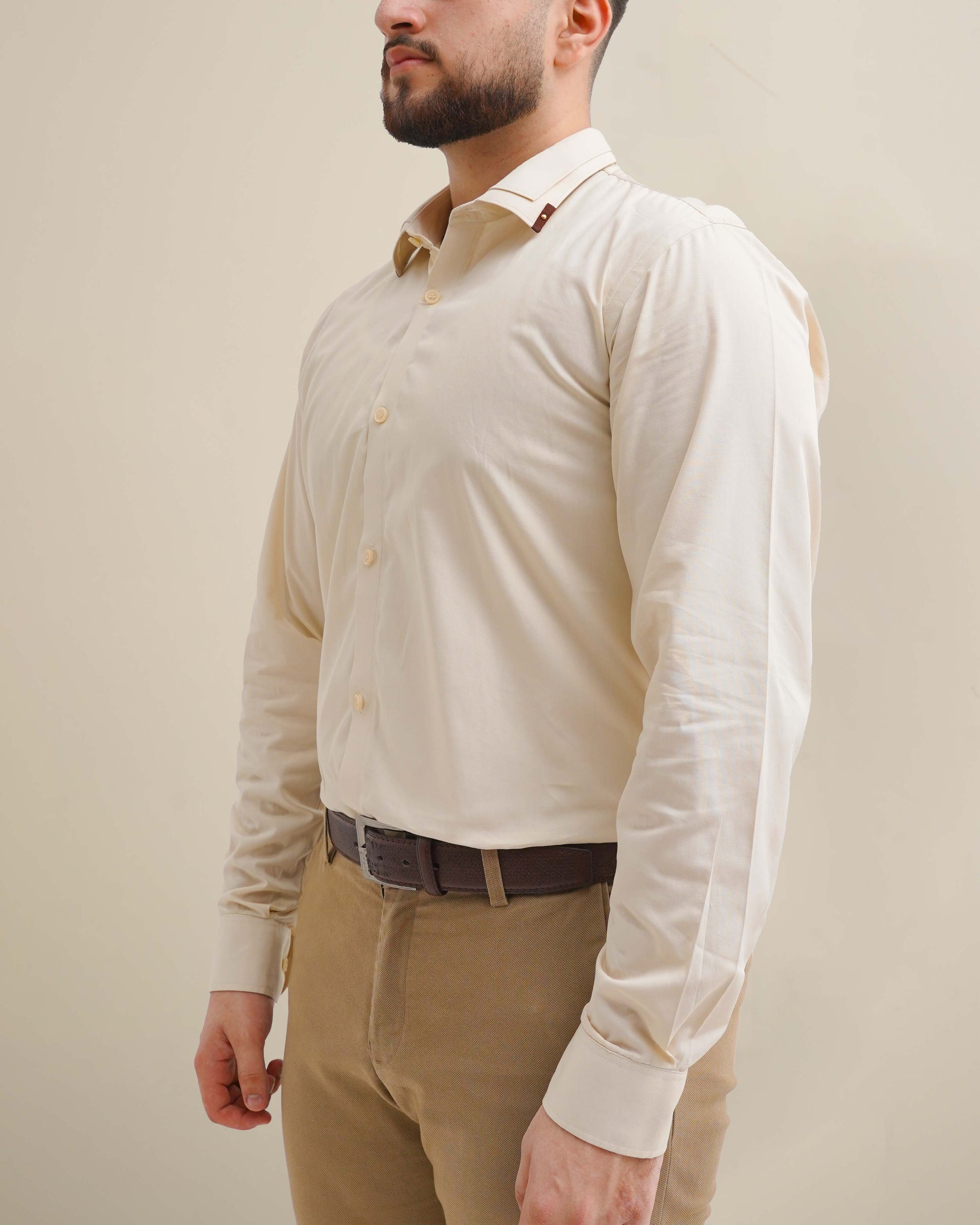 Ivory spread collar dress shirt