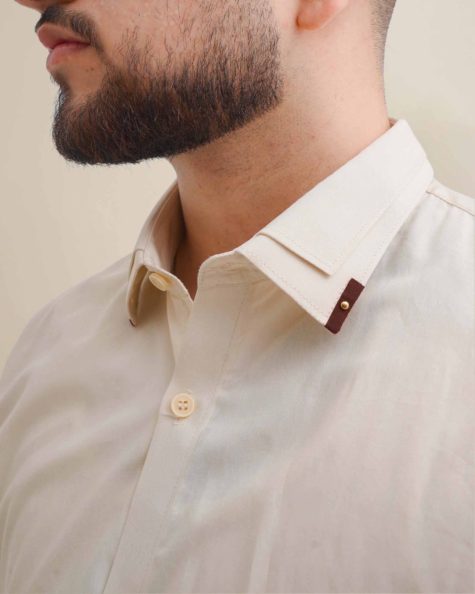 Ivory spread collar dress shirt