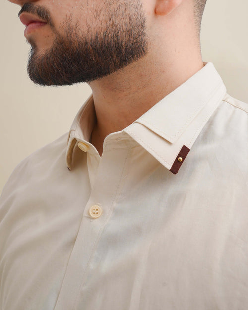 Ivory spread collar dress shirt