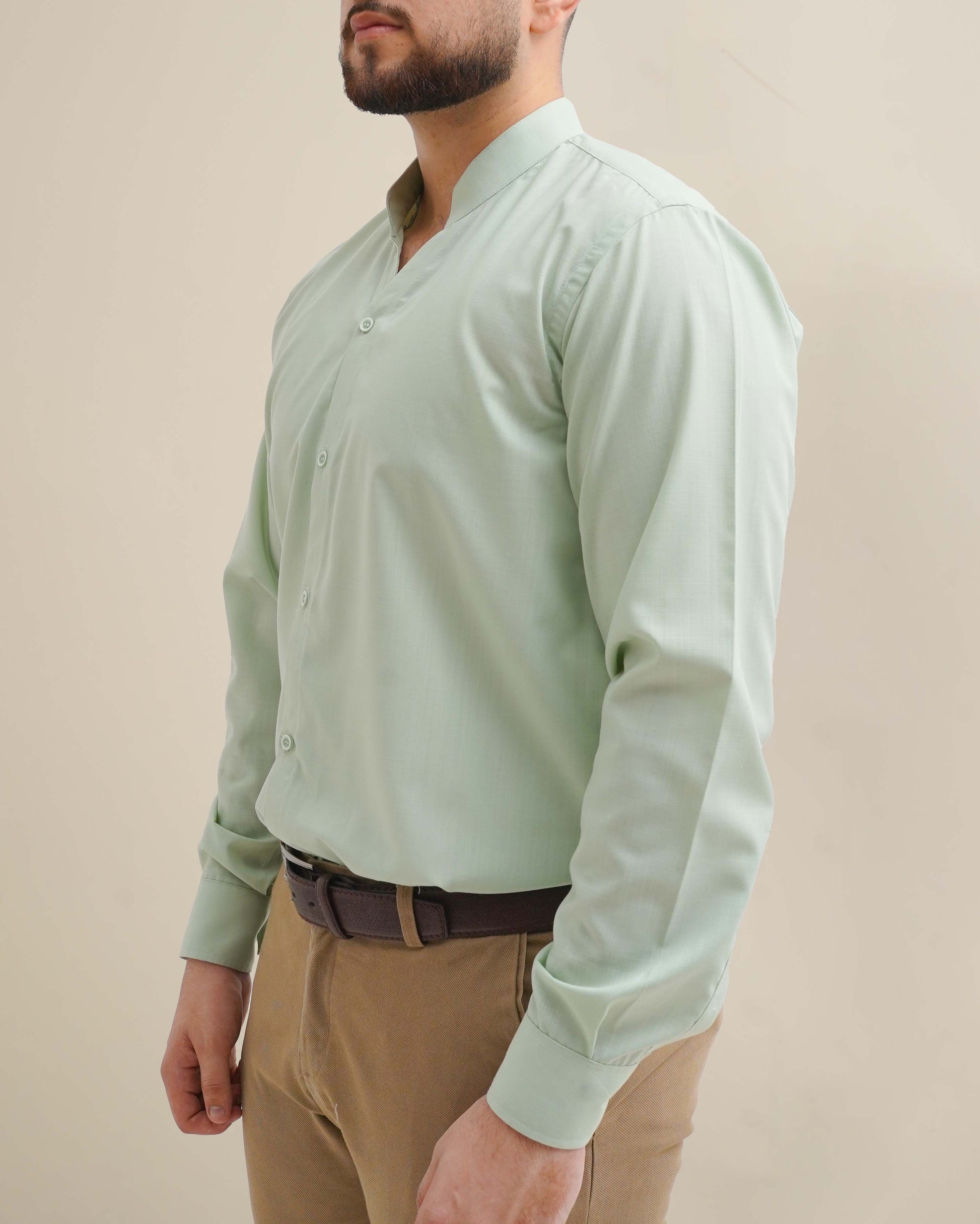 Gin-mandarin collar shirt