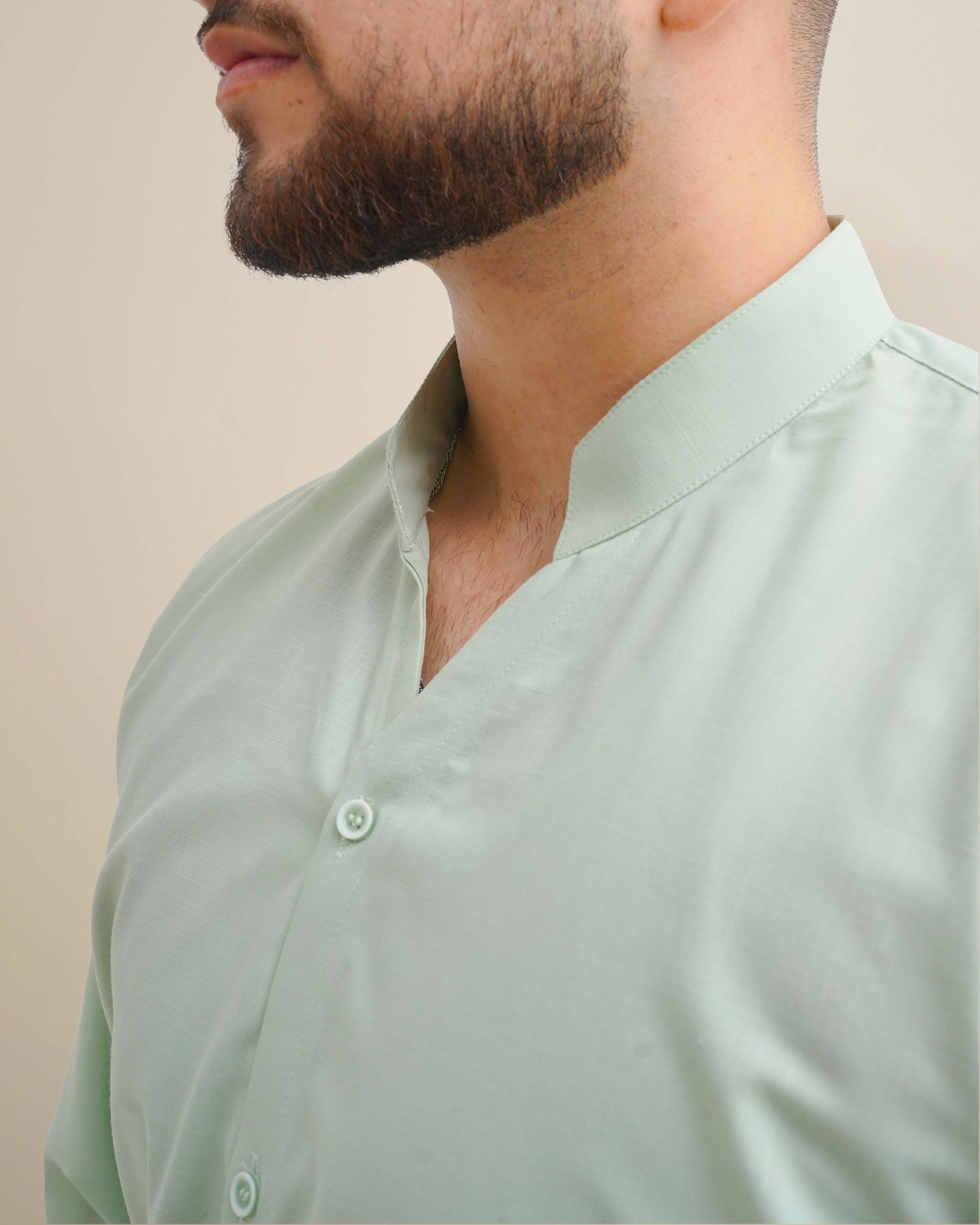 Gin-mandarin collar shirt