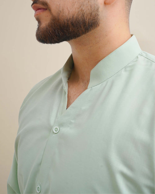 Gin-mandarin collar shirt